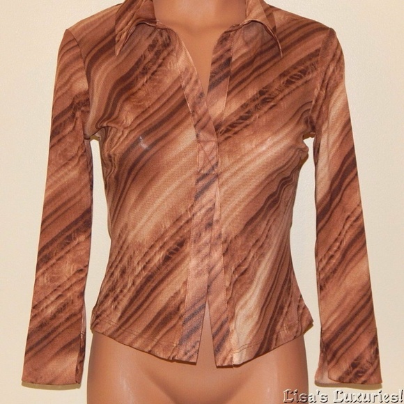 bebe Partial Open-front Top S. Semi-Sheer NWT - Picture 3 of 3